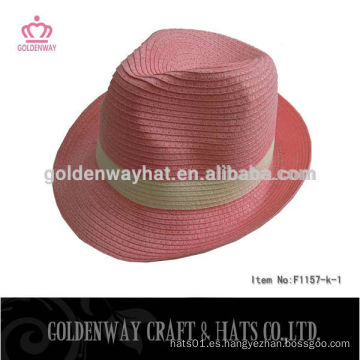 Sombrero de papel rosa Fedora para las mujeres